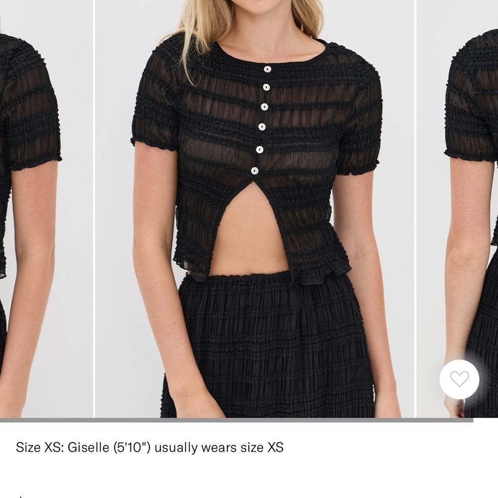 VRG GRL Black Sheer Button-Up Top